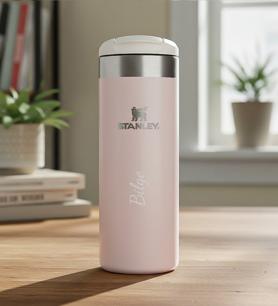 Çiftlere Özel Rose Quartz & Gri The AeroLight™ Transit Mug Stanley Termos 0,47 L Hediye Seti