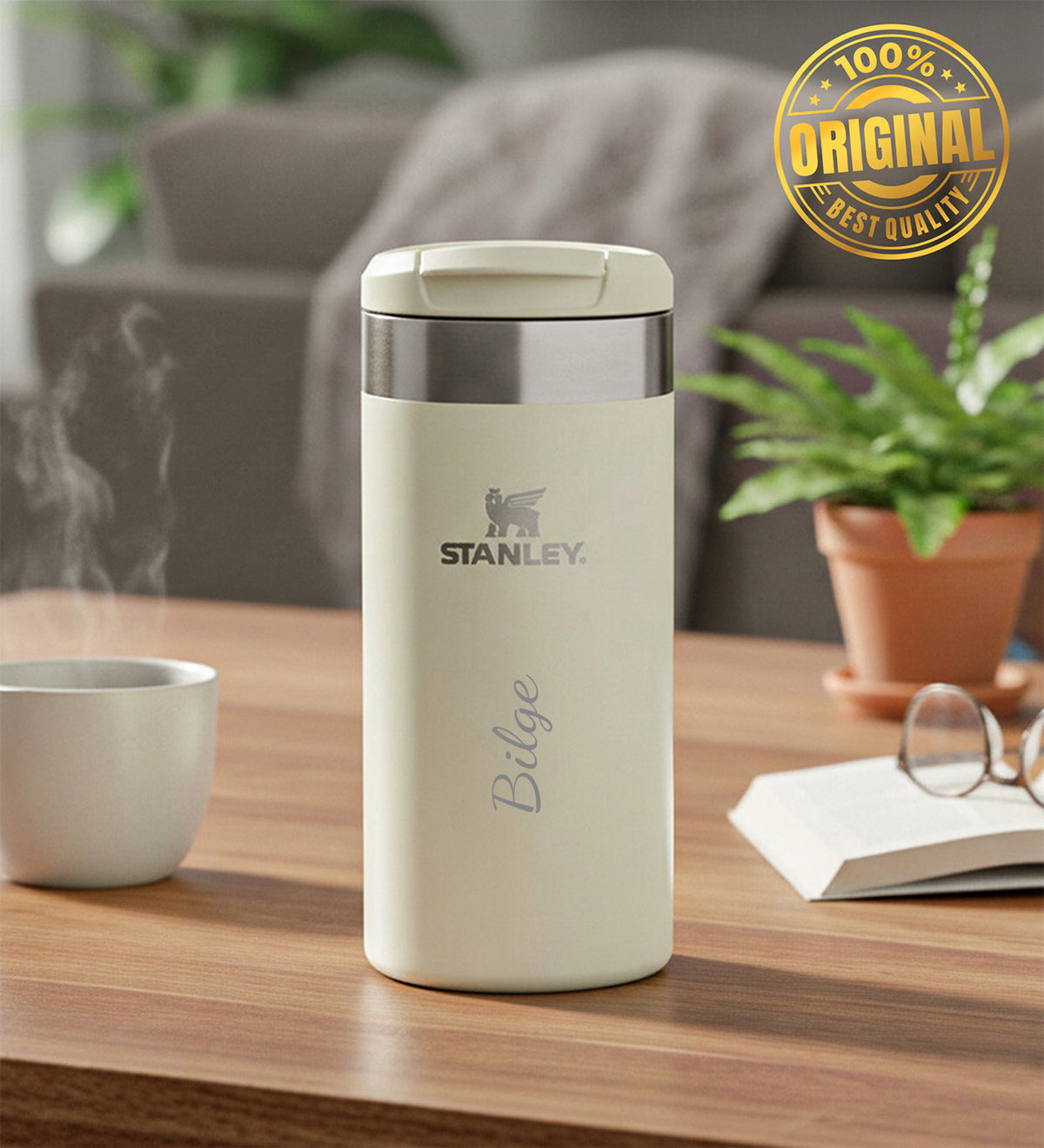 Kişiye Özel The AeroLight™ Transit Mug Stanley Termos 0.35 L Krem