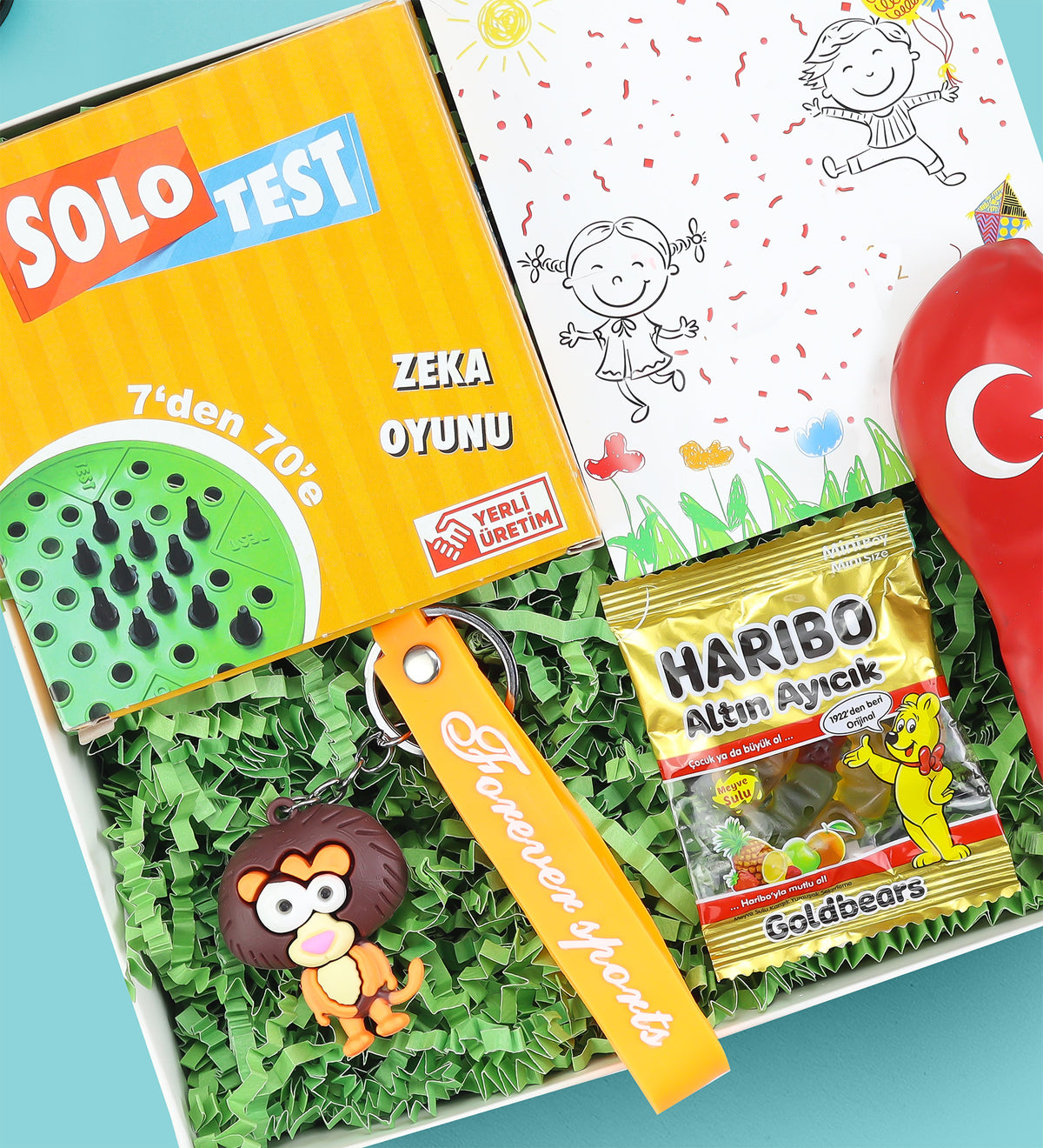 Figürlü Anahtarlık & Balon & Haribo & Solo Test Zeka Oyunu Hediye Seti