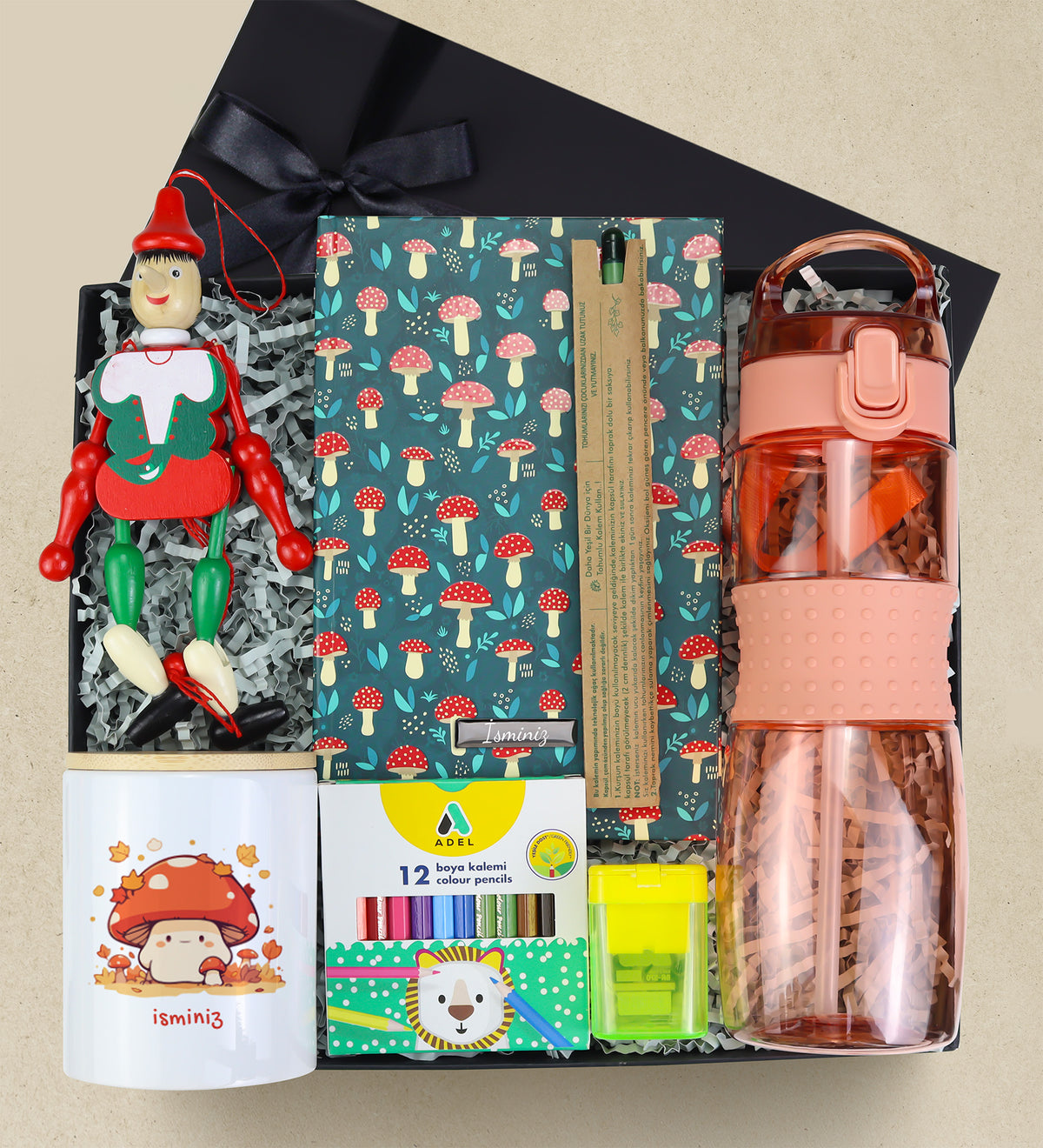 Matara & Tohumlu Kalem & Kumbara & Defter & Kukla & Kuru Boya & Kalemtıraş Okula Dönüş Hediye Seti