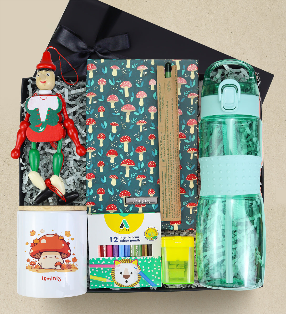 Matara & Tohumlu Kalem & Kumbara & Defter & Kukla & Kuru Boya & Kalemtıraş Okula Dönüş Hediye Seti