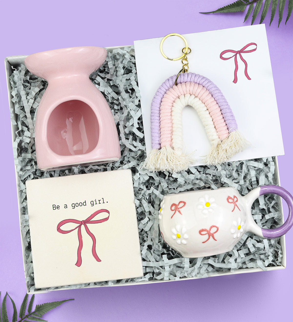 % 100 El Yapımı Kupa & Taş Bardak Altlığı & Gökkuşağı Anahtarlık & Buhurdanlık Hediye Seti