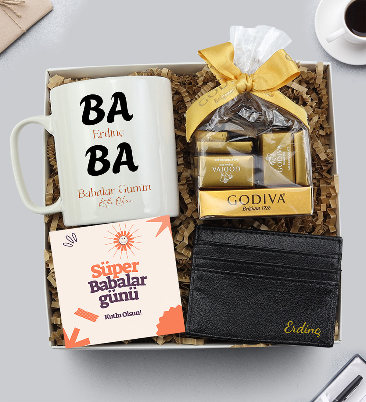Baba Tasarım Kupa & Godiva Çikolata & Kartlık