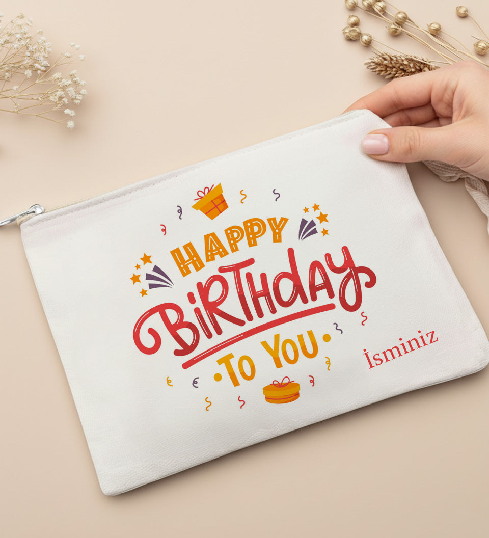 Kişiye Özel Happy Birthday Tasarım Bez Çanta