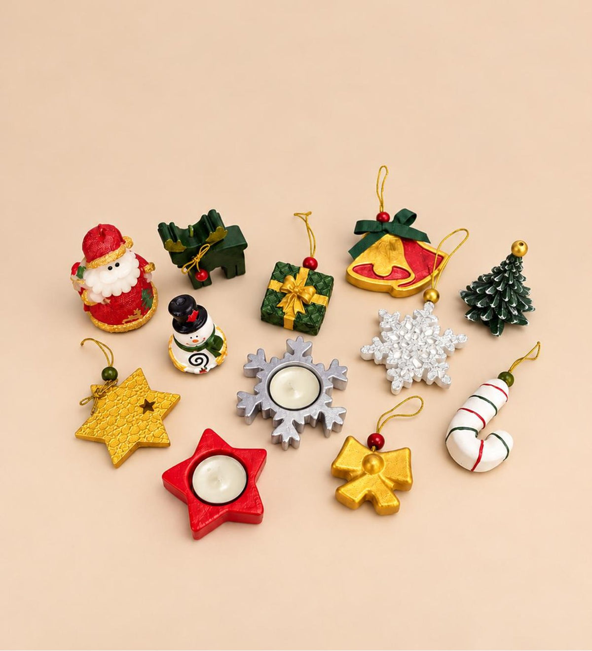 12 Adet Dolu Keseli Yılbaşı Sürpriz Advent Calendar Varış Kutlama Hediye Sepeti ve Dekoratif Süs Seti
