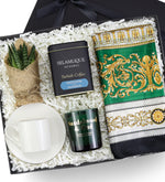 Canlı Sukulent Çiçek & Türk Kahvesi & Fincan & Mum & Şal Hediye Seti