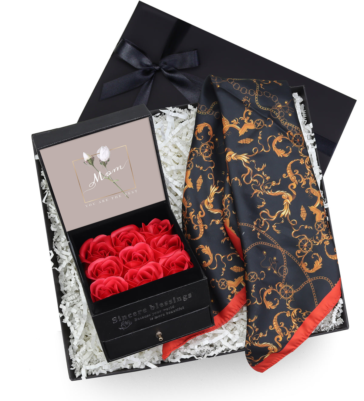 Çekmeceli Gül Kutusu & Fular Anneler Günü Hediye Seti