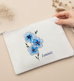Kişiye Özel Mavi Çiçek Tasarım Bez Çanta