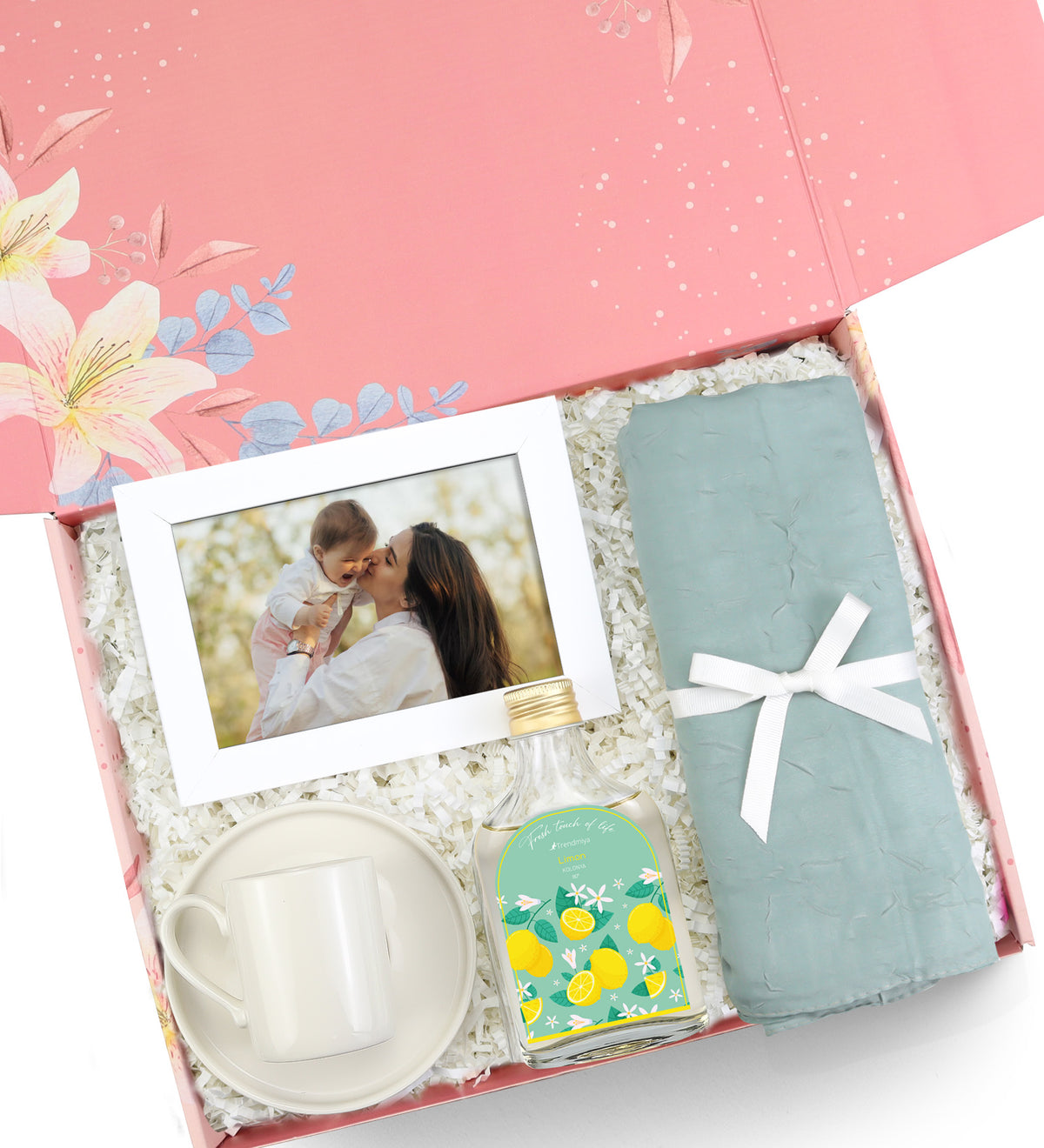 Kişiye Özel Çerçeve & Fincan & Kolonya & Şal Hediye Seti