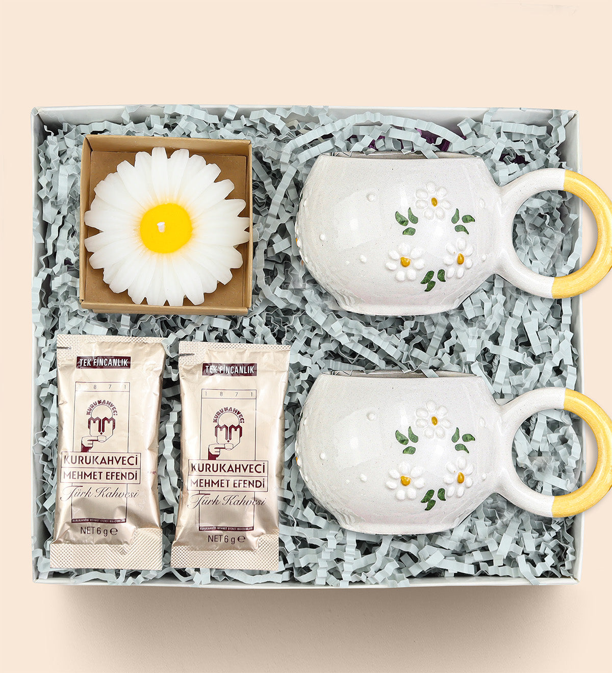 %100 El Yapımı Papatya Desen Hediye Seti