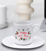 Happy New Year Kutusunda Tasarım Fincan & Lavi Çikolata & Mehmet Efendi Türk Kahvesi & Alçı Çam Ağacı Mum