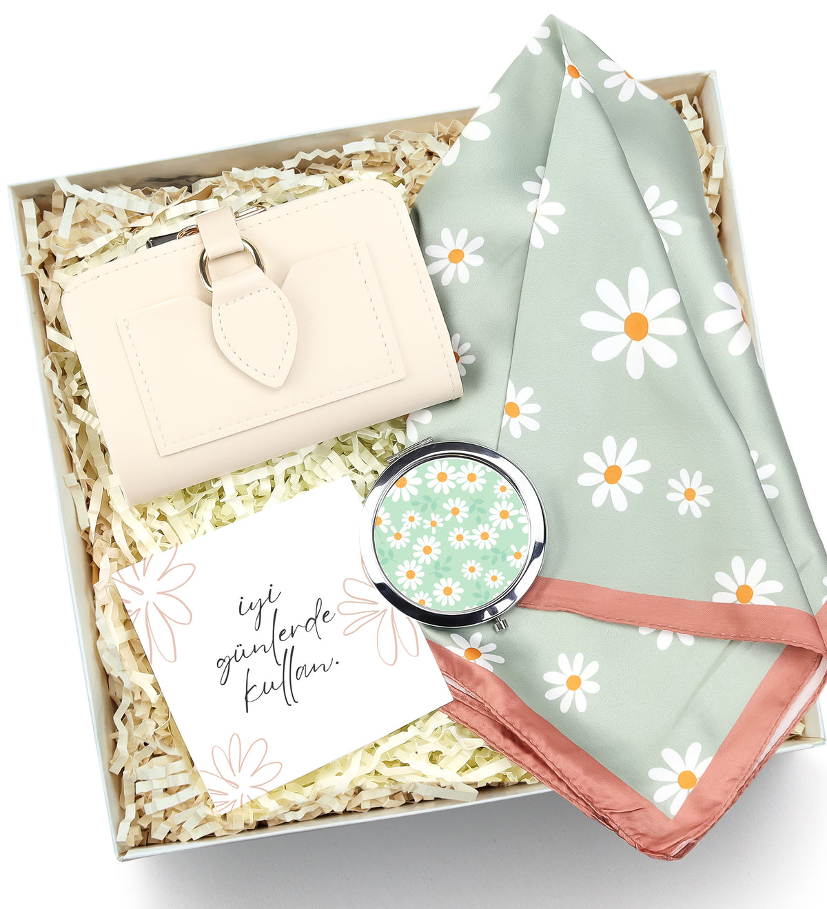 Tasarım Ayna & Fular & Cüzdan Hediye Seti