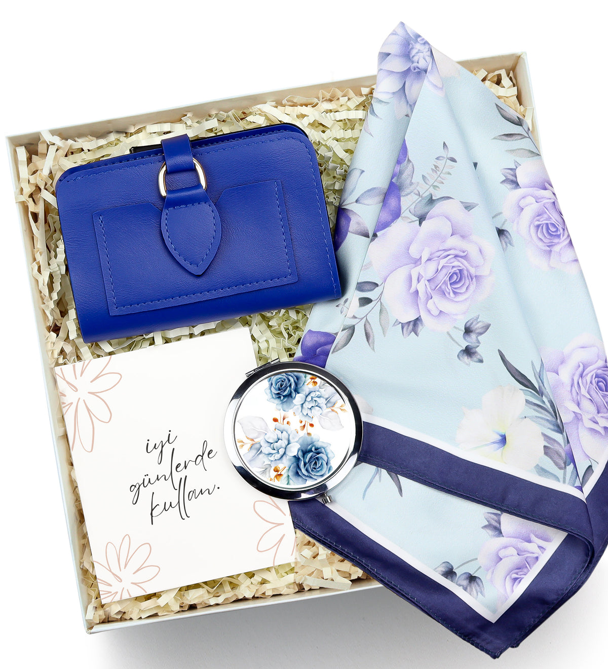 Tasarım Ayna & Fular & Cüzdan Hediye Seti