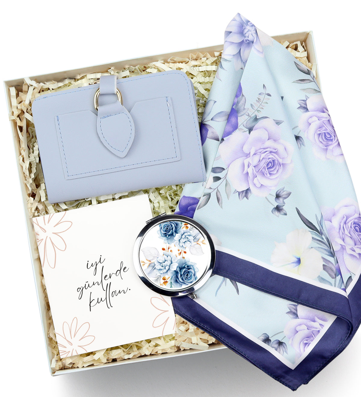 Tasarım Ayna & Fular & Cüzdan Hediye Seti