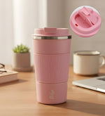 Silikonlu Pembe Termos