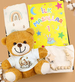 İlk Masallar Çocuk Kitabı & Zıbın & Pelüş Ayıcık & Emzik Tutucu Yenidoğan Hediye Seti