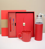 Kırmızı Kupa & Matara & Kutulu Defter Kalem Seti