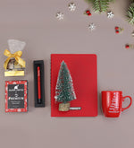Kişiye Özel Kırmızı Spiralli Yeni Yıl Tarihli Ajanda & Kırmızı Mat Roller Kalem & Mutlu Yıllar Kupa & Ahşap Zeminli Mini Çam Ağacı & Godiva Napoliten Çikolata & Alerya Yılbaşı Premium Filtre Kahve Hediye Seti