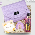 Lila Renk Kadın Çanta & Eyüp Sabri Tuncer Vücut Spreyi & Gökkuşağı Anahtarlık Hediye Seti