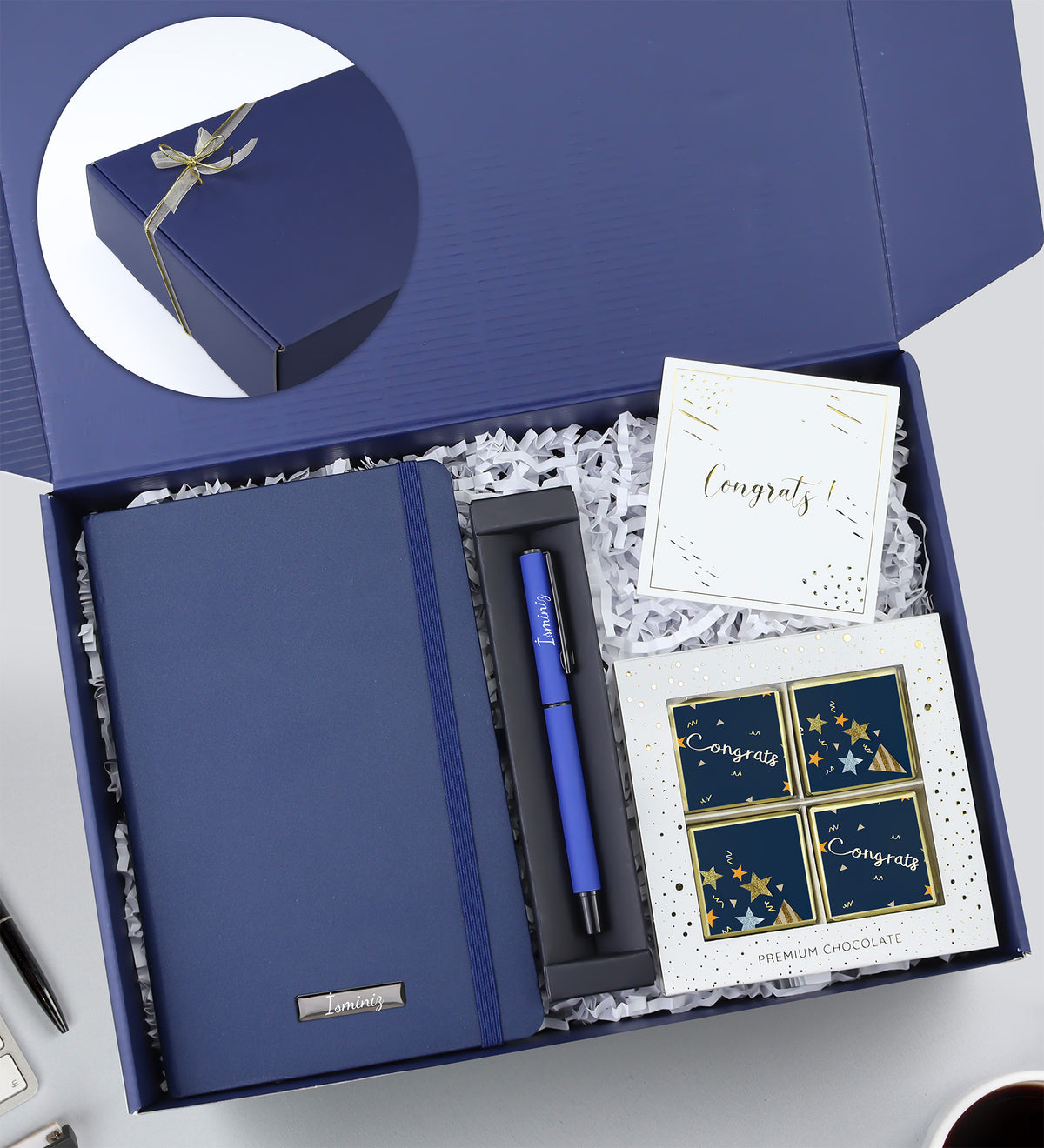 Mavi Kurumsal Tebrikler Hediye Kutu