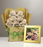 Ayıcık Buketi & Gold Çerçeve Hediye Seti