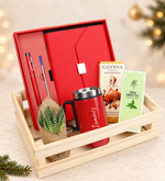 Özel Kasasında Kutulu Defter Kalem Seti & Kulplu Çelik Termos & Canlı Sukulent Çiçek & Godiva Çikolata & Rebul Kolonya Hediye Seti