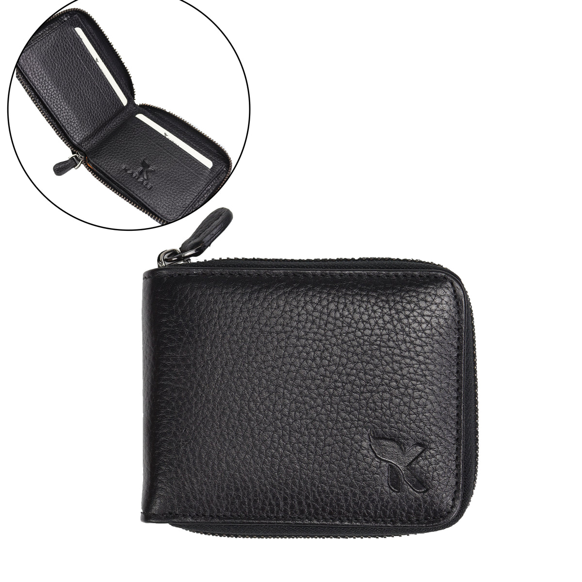 Hakiki Deri Fermuarlı Siyah Cüzdan