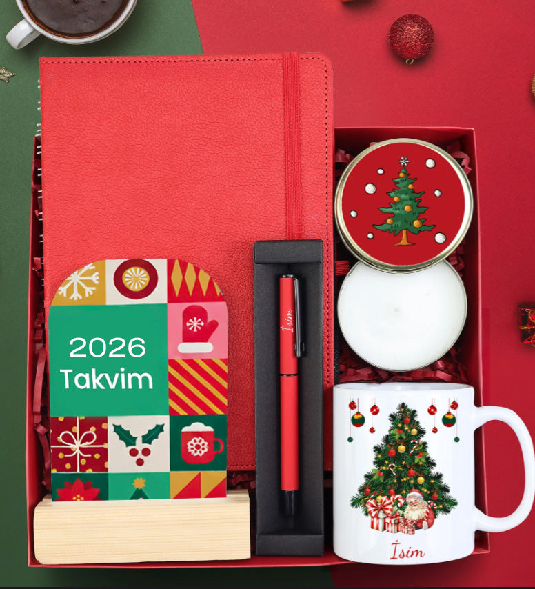Yeni Yıl Ajanda & Kalem & Mum & Takvim & Kupa Yılbaşı Hediye