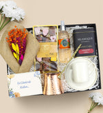 Canlı Sukulent Çiçek & Eyüp Sabri Tuncer Sprey Kolonya & Kurutulmuş Çiçek Buketi & Vela Çikolata & Bakır Cezve & Selamlıque Türk Kahvesi Hediye Seti