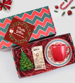 Tasarım Kutulu Fincan & Kahve & Çam Ağacı Mum Yılbaşı Hediye Seti