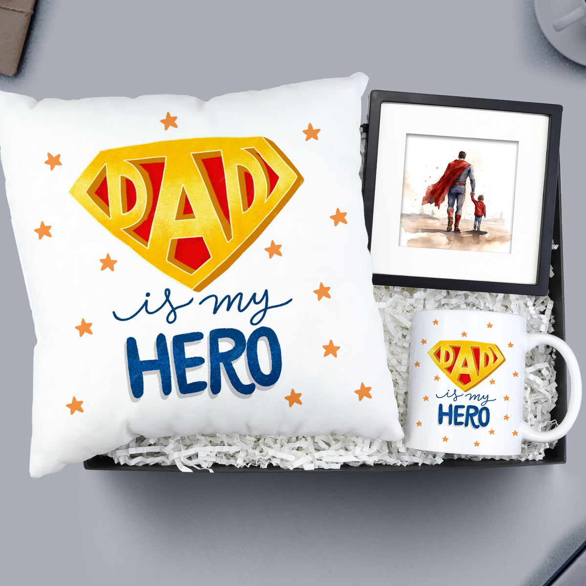 Baba Tasarım Yastık & Kupa & 13x13 cm Paspartu Çerçeve