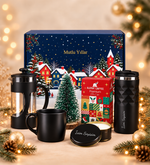 Yılbaşına Özel Kutusunda Siyah Kristal Termos & French Press & Alerya Premium Filtre Kahve & Siyah Kupa Çam Ağacı & Siyah Metal Kutulu Mum