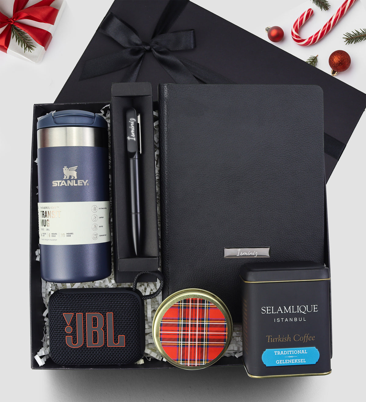 0,35 L Stanley & Ajanda & Işıklı Tükenmez Kalem & JBL Hoparlör & Metal Mum & Selamlıque Hediye Seti