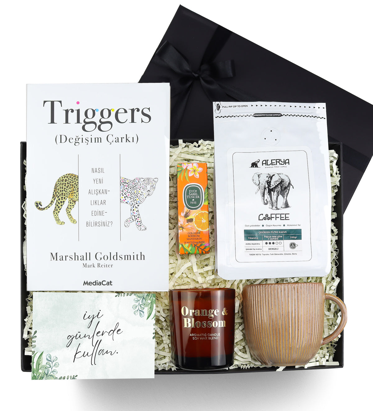 200gr Filtre Kahve & Mum & Kolonya & Kupa & Kitap Premium Hediye Seti