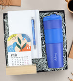 Kişiye Özel Defter & Kalem & Masa Takvimi & French Pressli Termos Hediye Seti