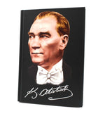 Kişiye Özel Mustafa Kemal Atatürk Resimli Defter & Atatürk İmzalı Gümüş Kupa & Gümüş Renk Tükenmez Kalem Hediye Seti