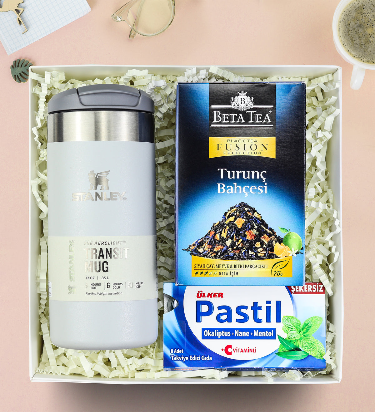 Stanley Termos 0.35 L & Beta Tea Bitki Çayı & Ülker Pastil Hediye Seti