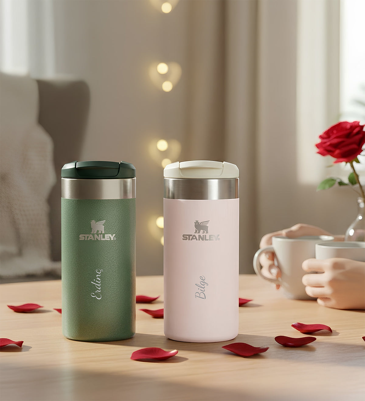 Çiftlere Özel 2'li Lacivert & Yeşil The AeroLight™ Transit Mug Stanley Termos 0.35 L Hediye Seti