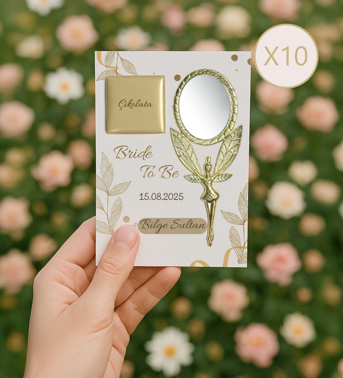 Kişiye Özel 10'lu Bride To Be Çikolata ve Peri Ayna Hediyelik