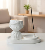 Dekoratif Standlı Alçı Erkek Biblo & Tütsülük Seti