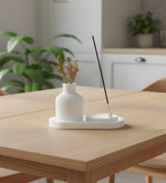 Dekoratif Standlı Alçı Vazo Biblo & Tütsülük Seti