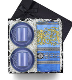 Versace Model Şal & 2'li Porselen Fincan Hediye Seti