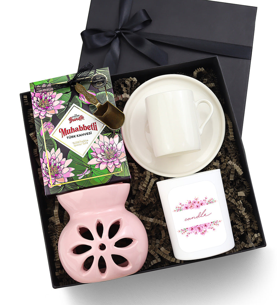 Muhabbetli Türk Kahvesi & Buhurdanlık & Fincan & Mum Hediye Seti
