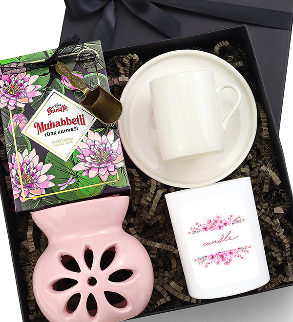 Muhabbetli Türk Kahvesi & Buhurdanlık & Fincan & Mum Hediye Seti