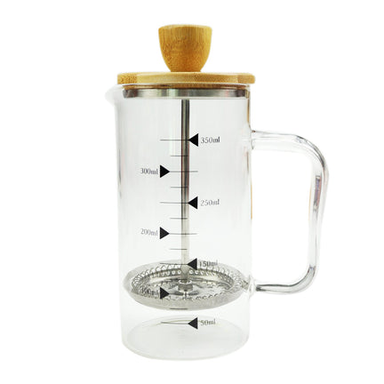 Bambu Kapaklı 350ml Cam French Press