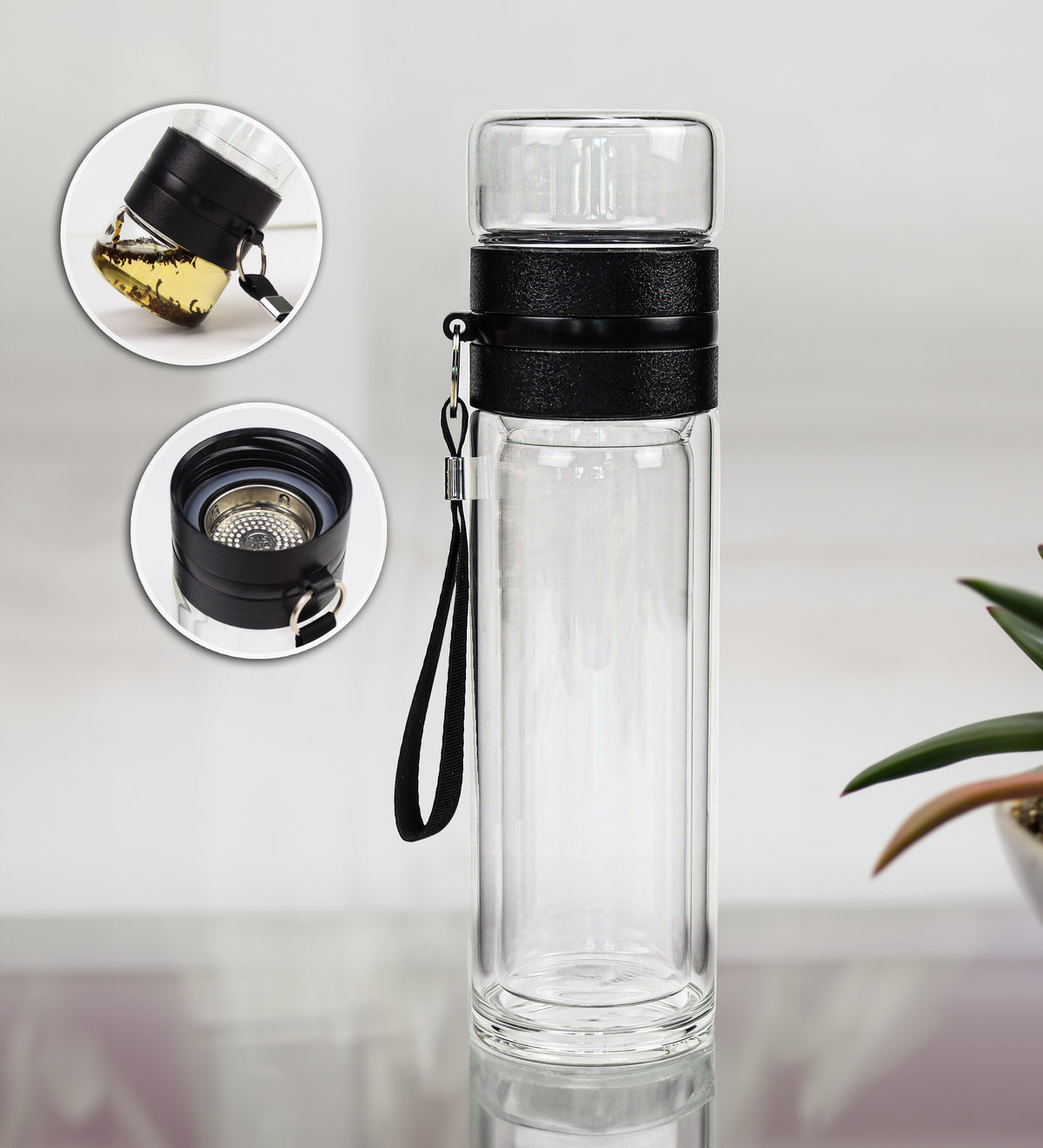 Kişiye Özel Siyah Defter & Borosilikat Çift Cidarlı 300 ml Cam Demlik Matara & Alerya Premium Filtre Kahve & Siyah İnstagram Çerçeve Hediye Seti