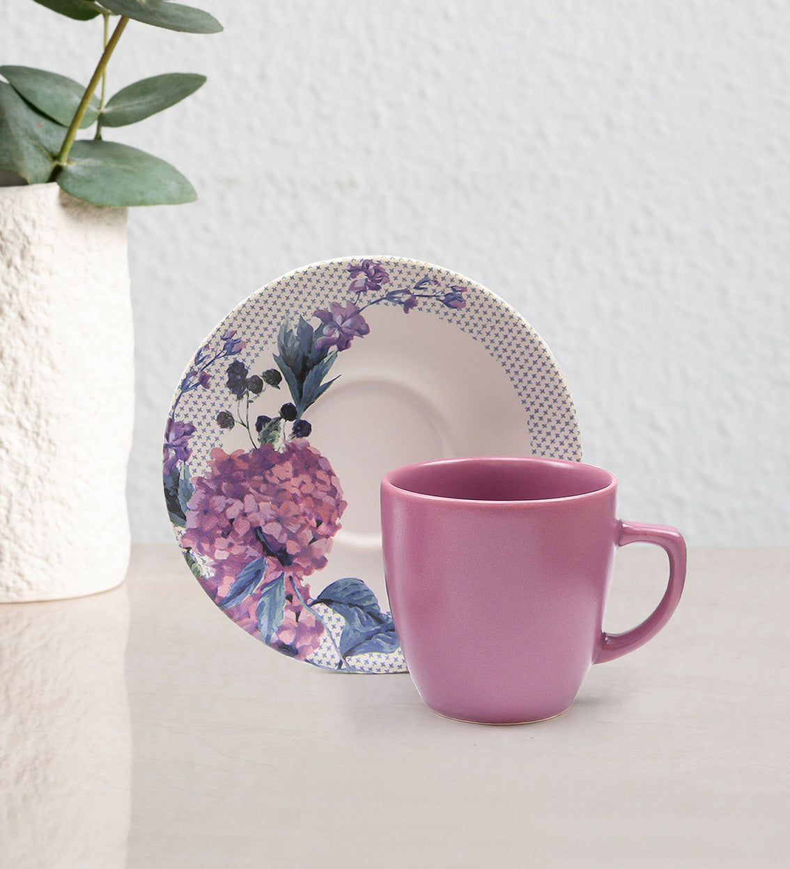 Mor Türk Kahvesi Fincanı & Lotus Mum & Kişiye Özel Baskılı Ham Bez Çanta & Lavi Çikolata & Canlı Sukulent Çiçek