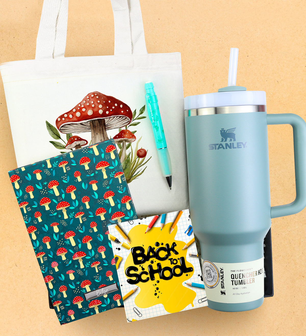 Stanley Termos & Serve Deep Uçlu Kalem & Defter & Bez Çanta Hediye Seti