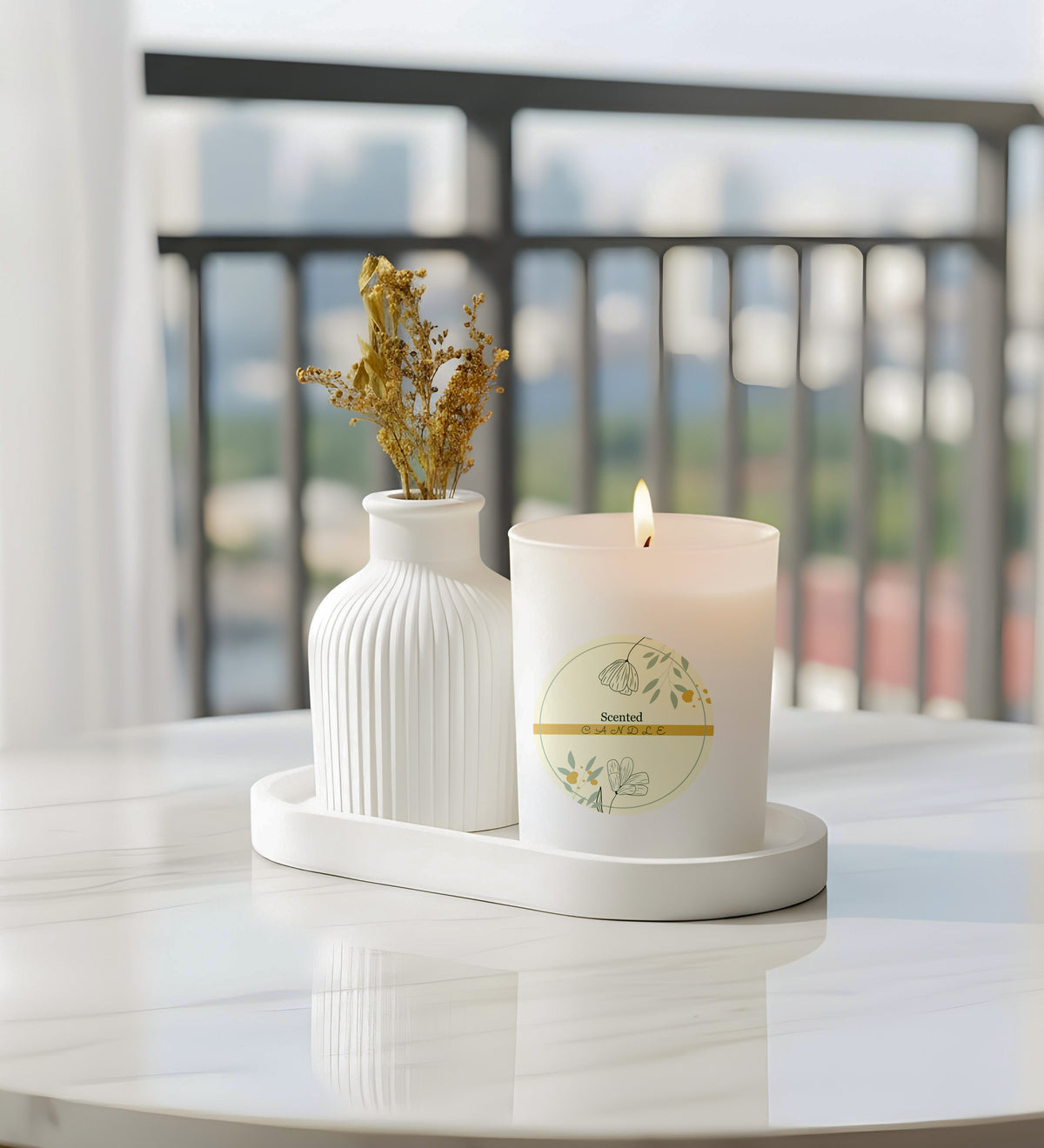 Dekoratif Standlı Alçı Vazo Biblo & Bardak Mum Seti