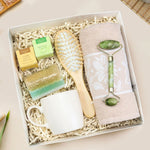 Beyaz Mat Kupa & Ahşap Tarak & Teashop Bitki Çayı & Yeşim Taşı Yüz Masaj Aleti & Kabak Lifli Sabun & El ve Yüz Havlusu Hediye Seti